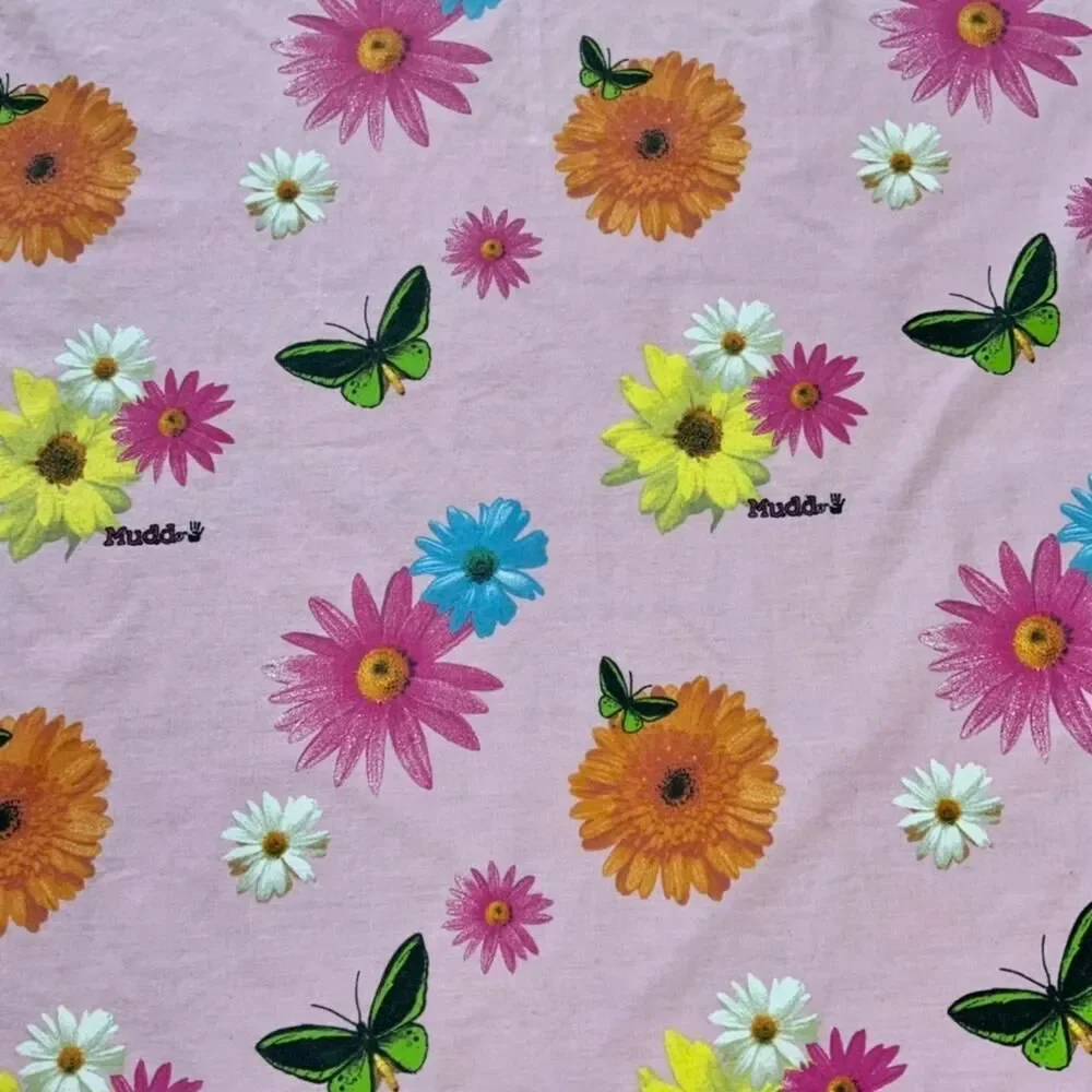 Y2K Pink Mudd Butterfly and Flowers Flat Sheet